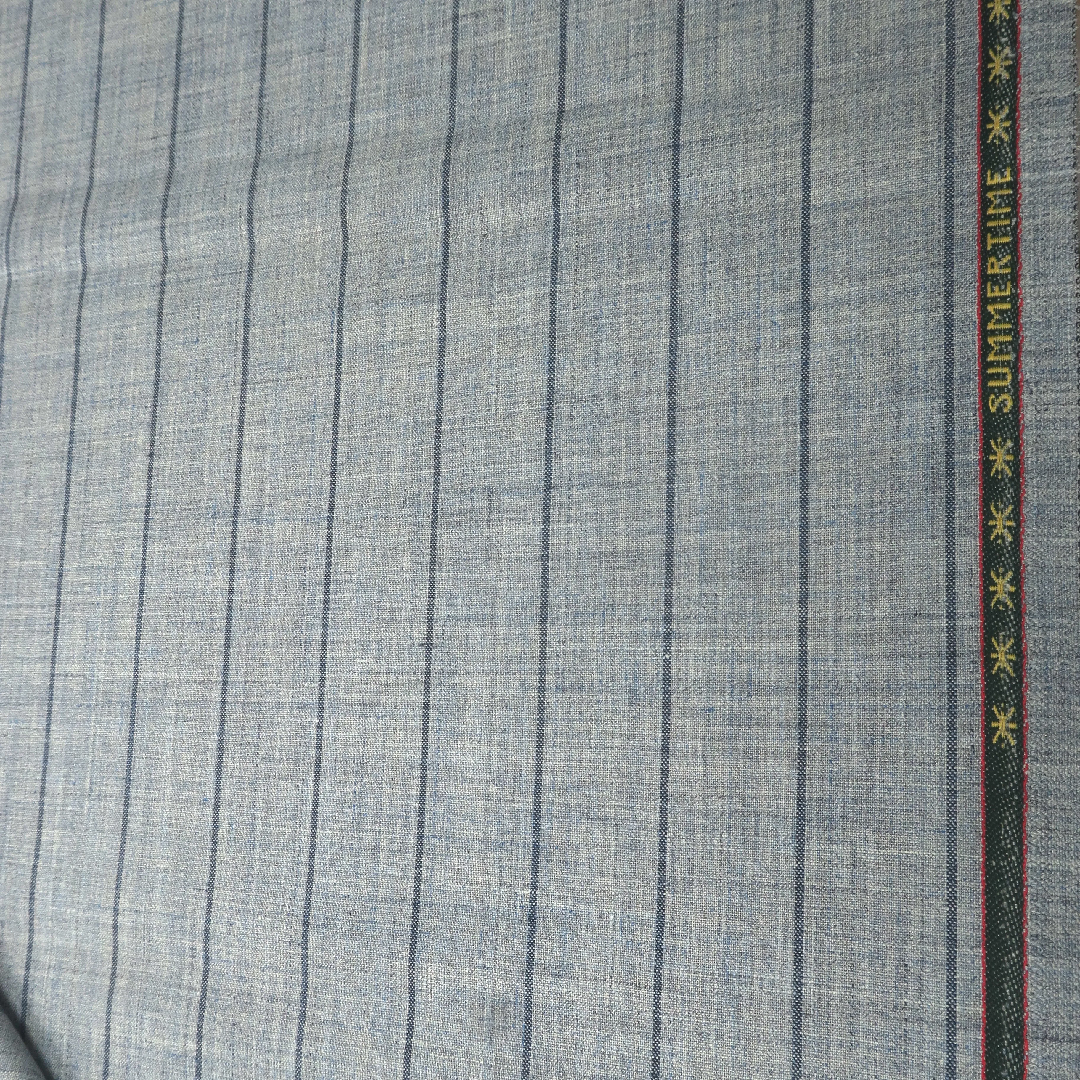 4 YDS Grey with Navy Pinstripe Wool Loro Piana Fabric