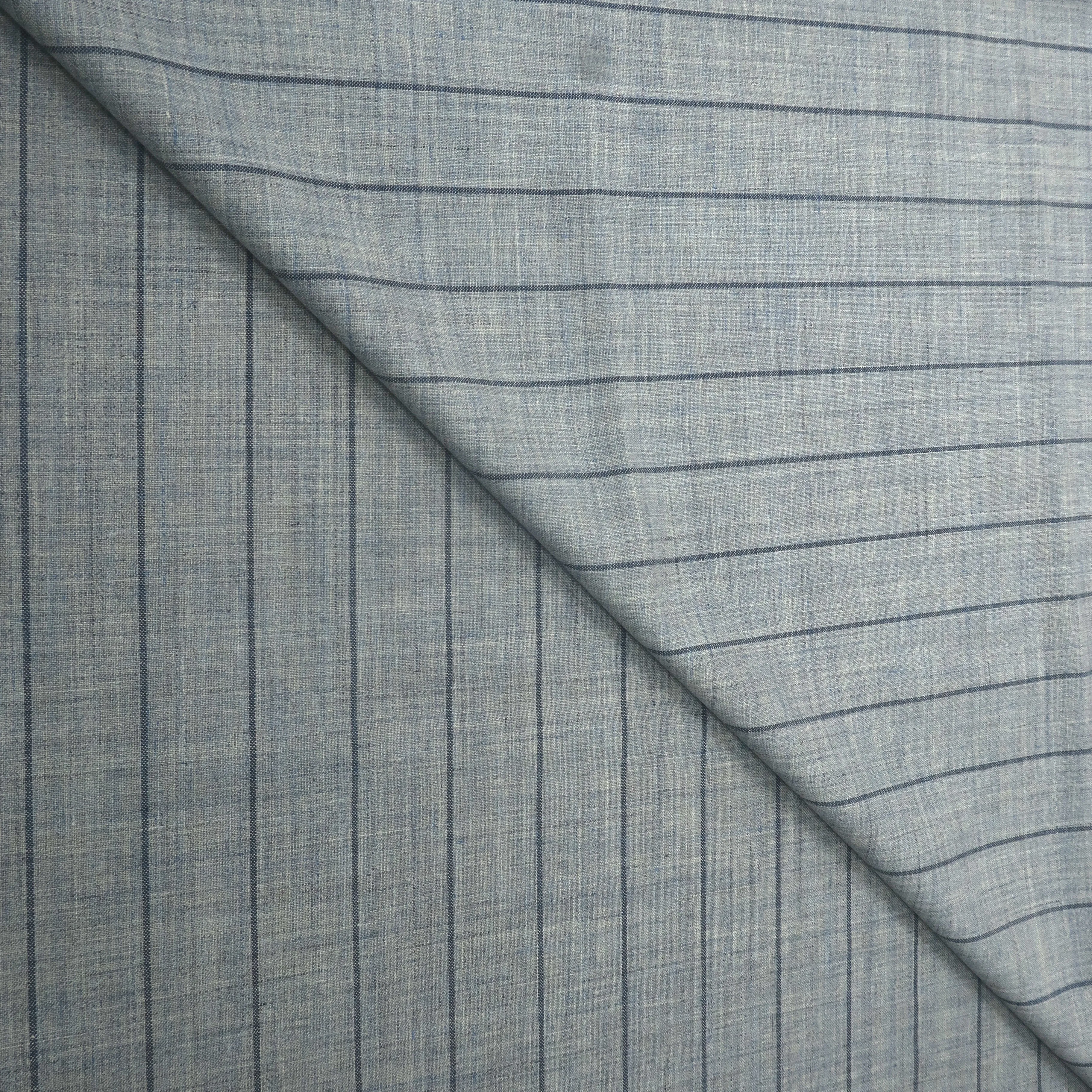 4 YDS Grey with Navy Pinstripe Wool Loro Piana Fabric