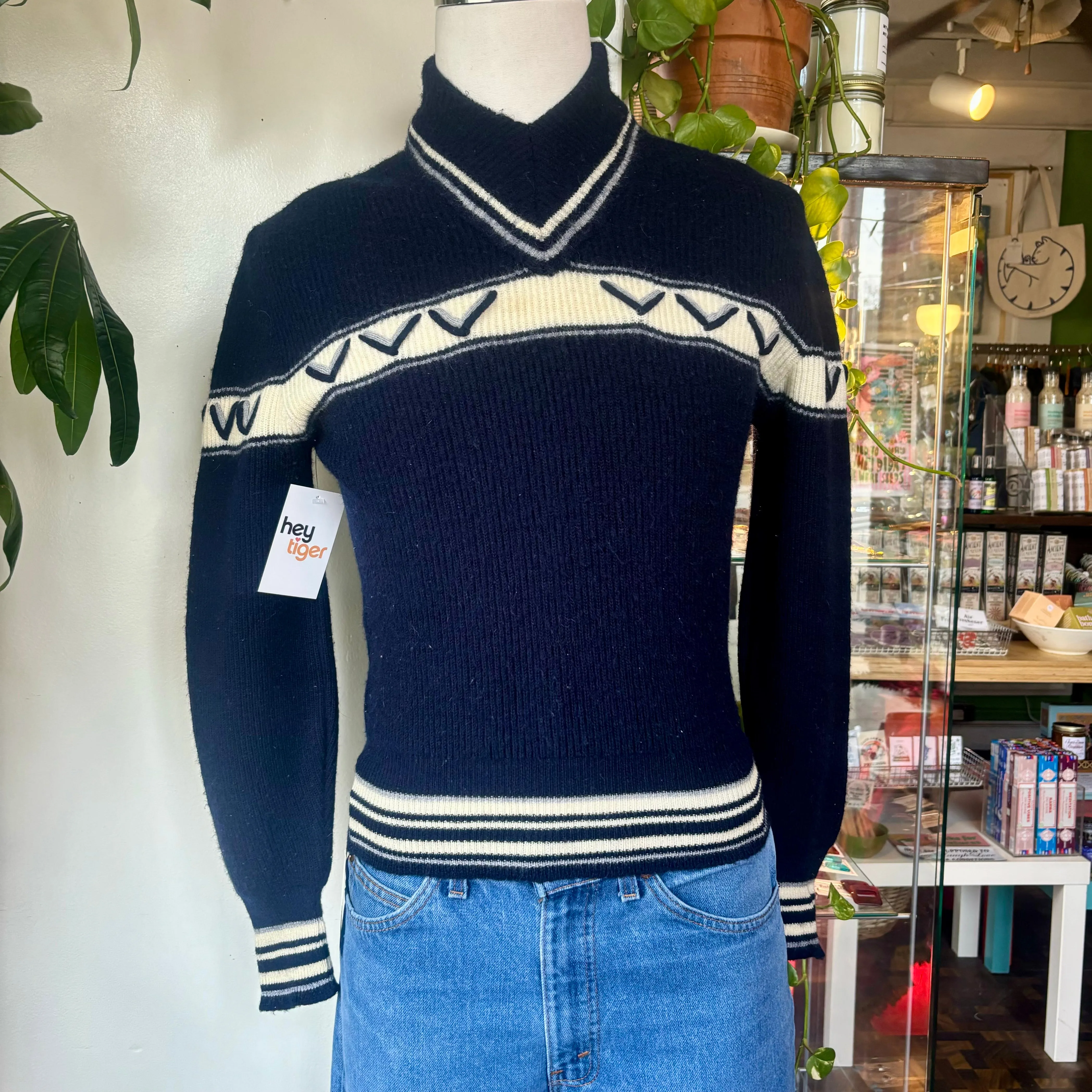60s/70s Wool v-neck sweater