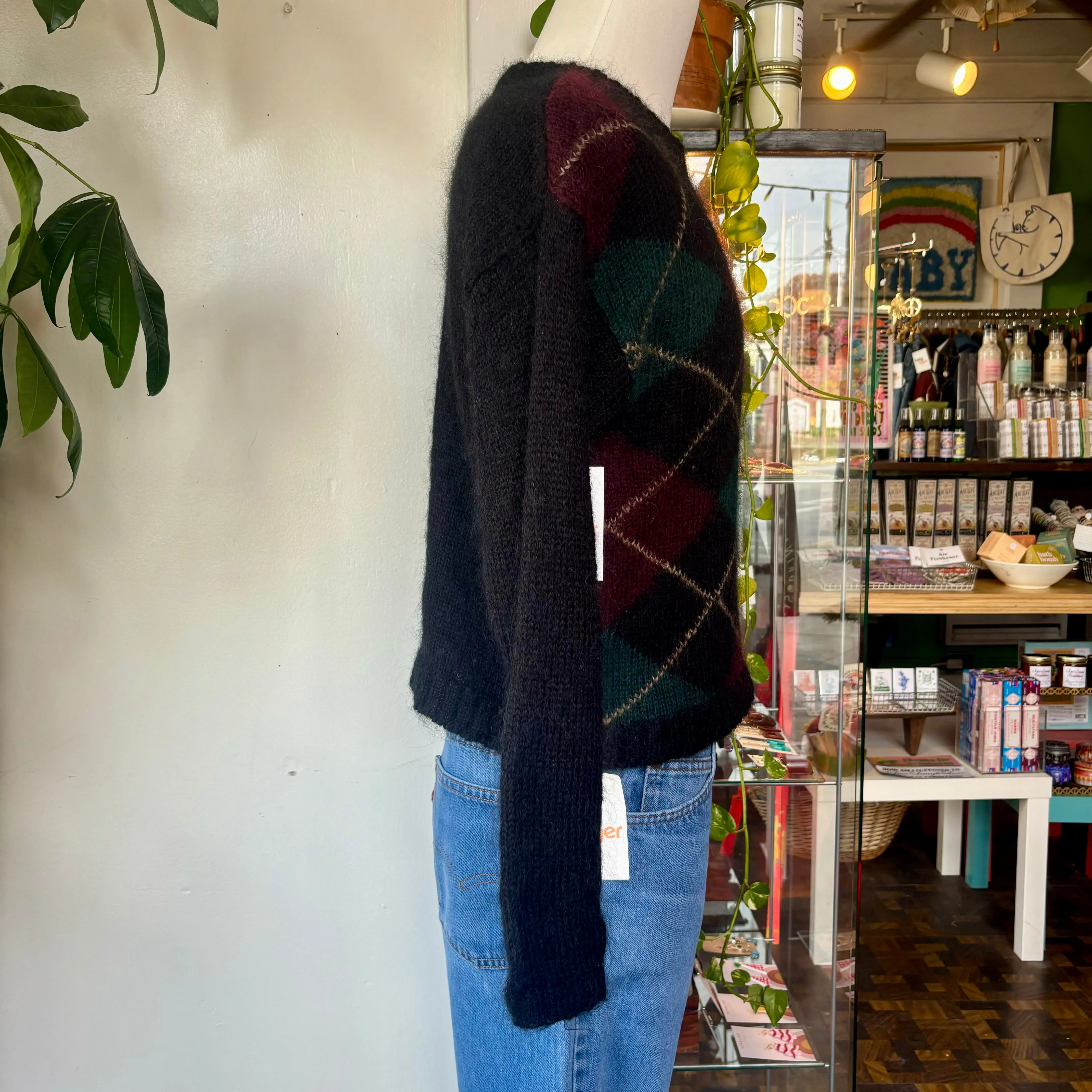90s Paul Harris designs mohair blend argyle sweater
