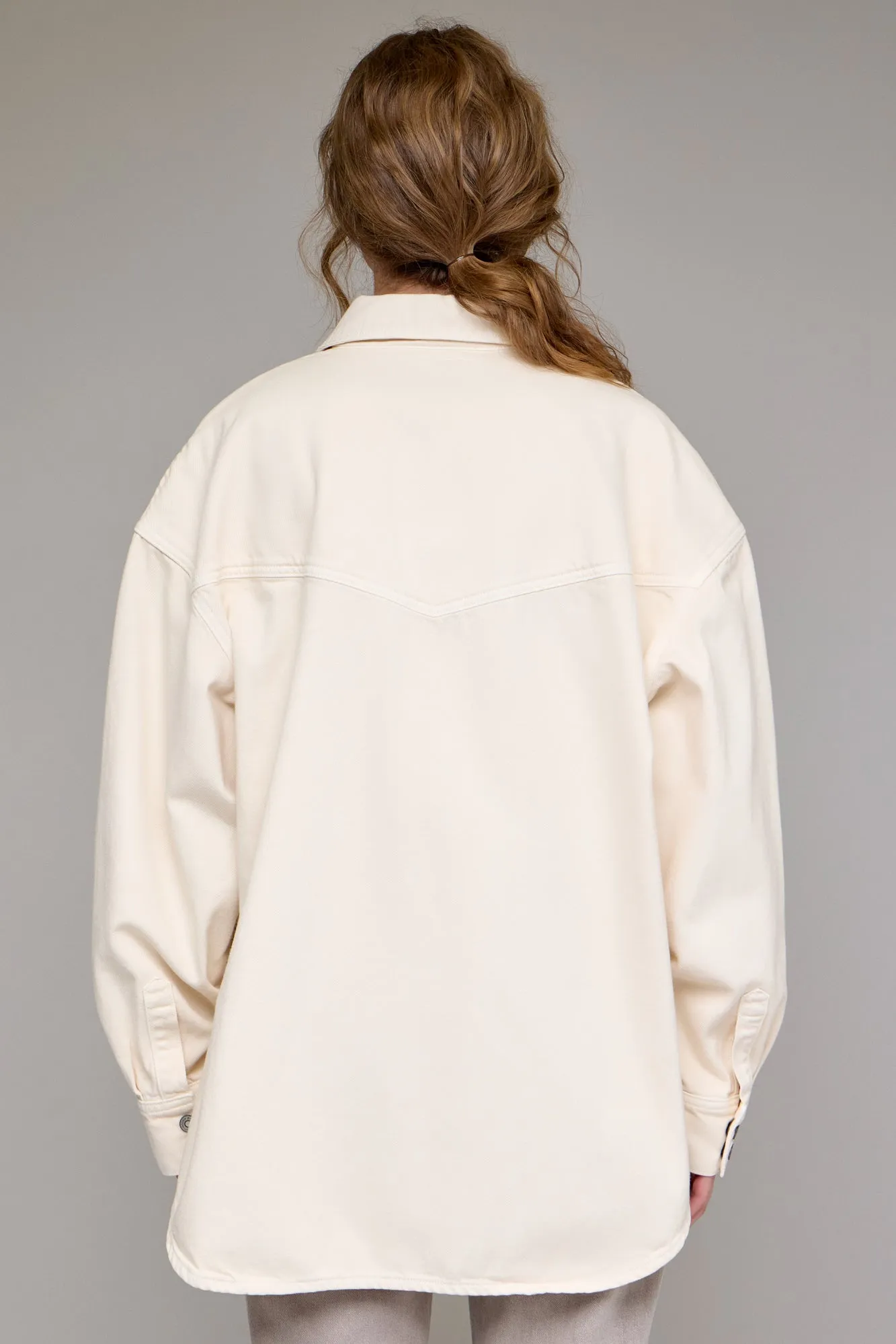 [ABBEY] Ecru Wash Oversized Western Shirt