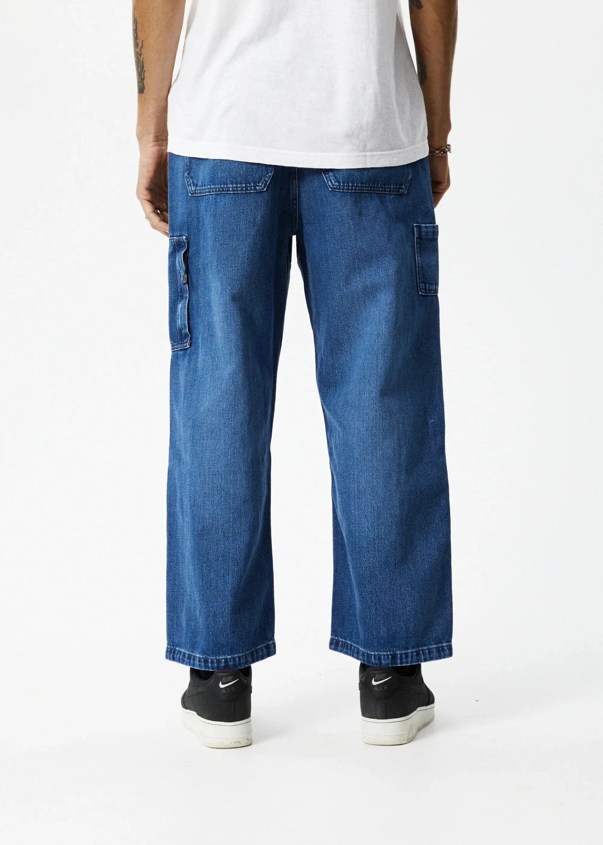 AFENDS Mens Richmond Denim Baggy Carpenter Jeans - Authentic Blue