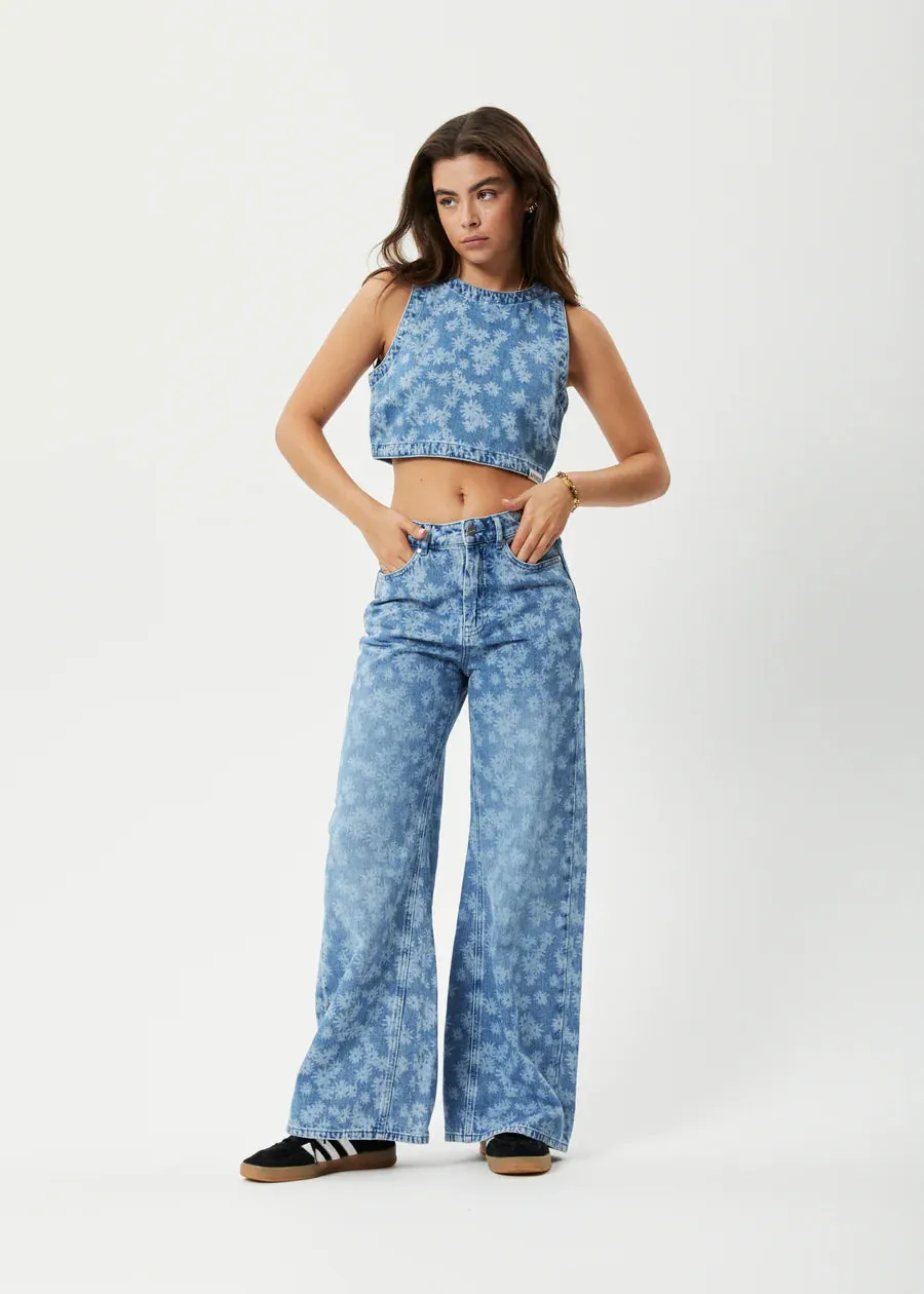 Afends Womens Fink Hemp Denim Cropped Top