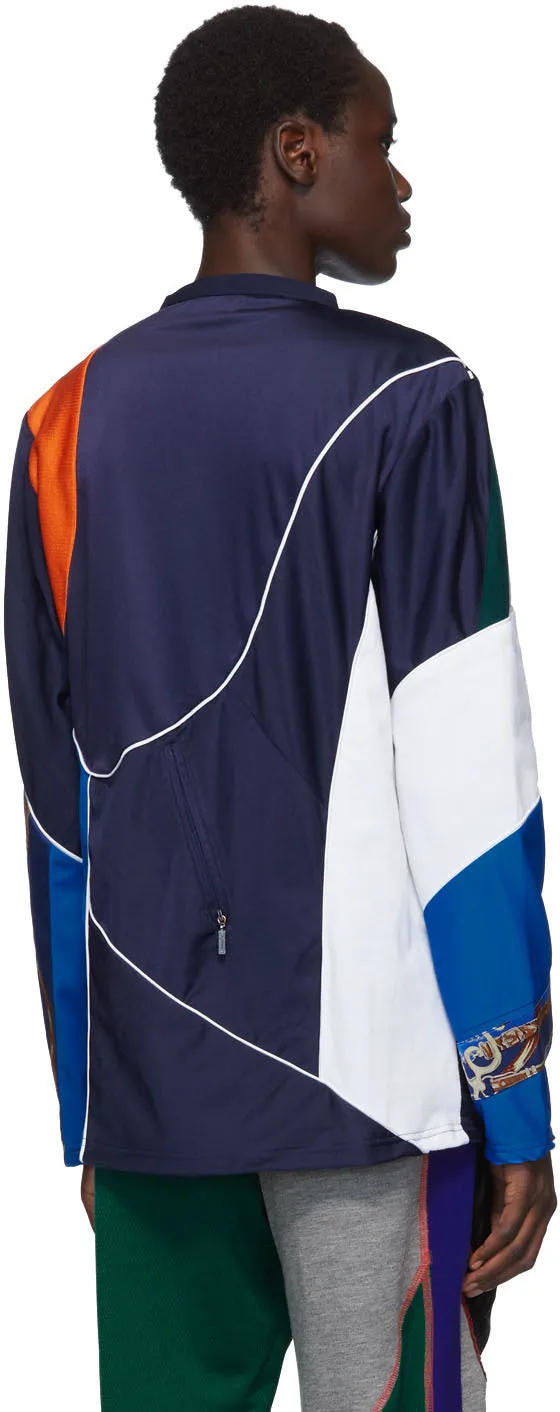 Ahluwalia Navy Patchwork Zip Sweater