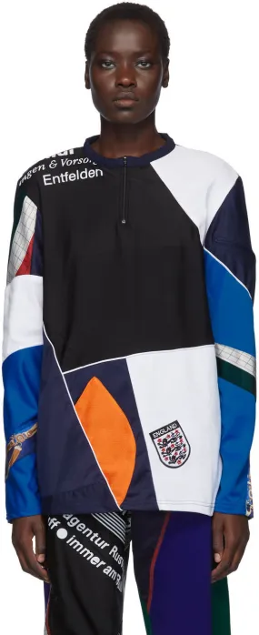 Ahluwalia Navy Patchwork Zip Sweater