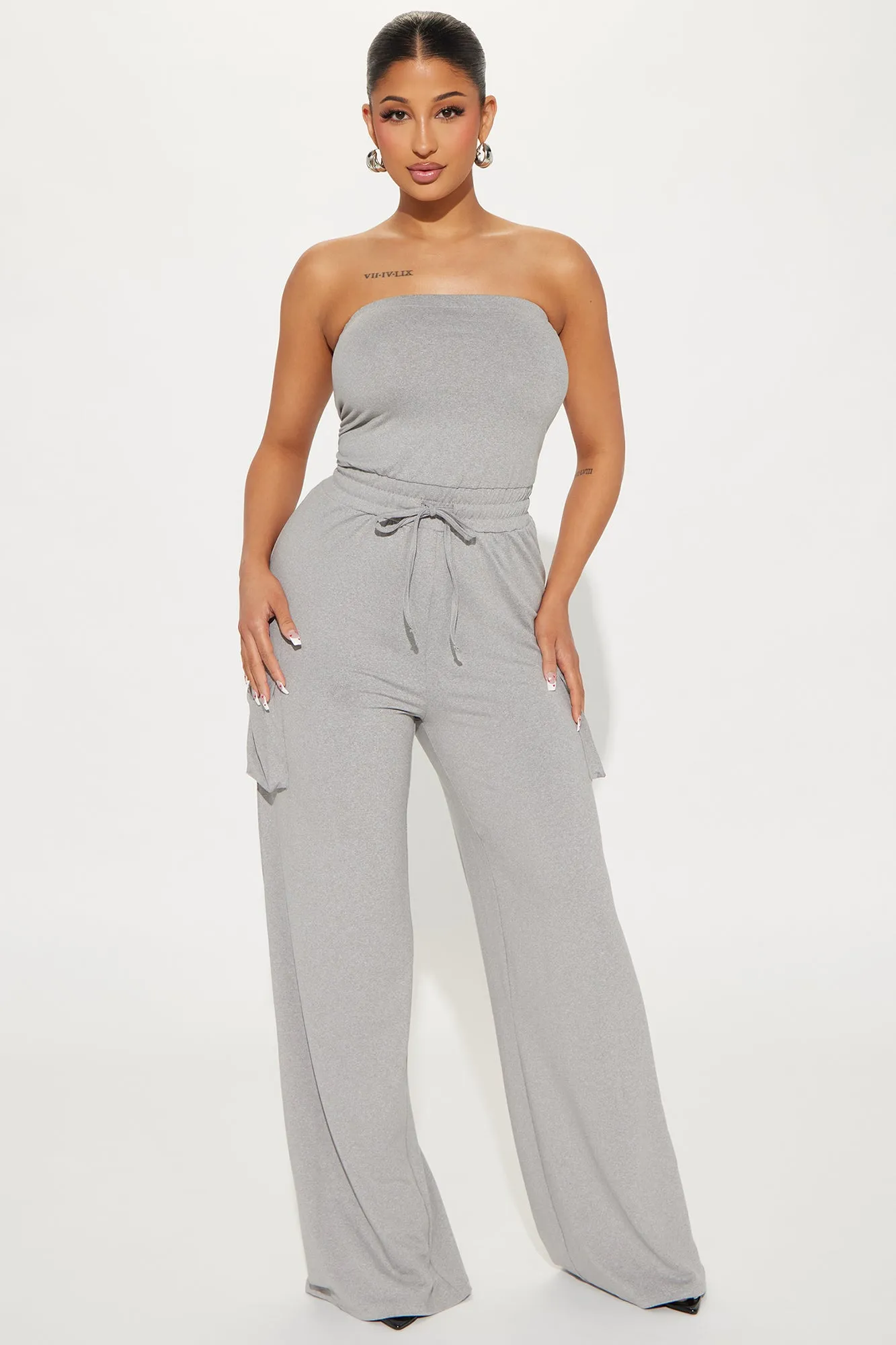 Alex Cargo Jumpsuit - Heather Grey