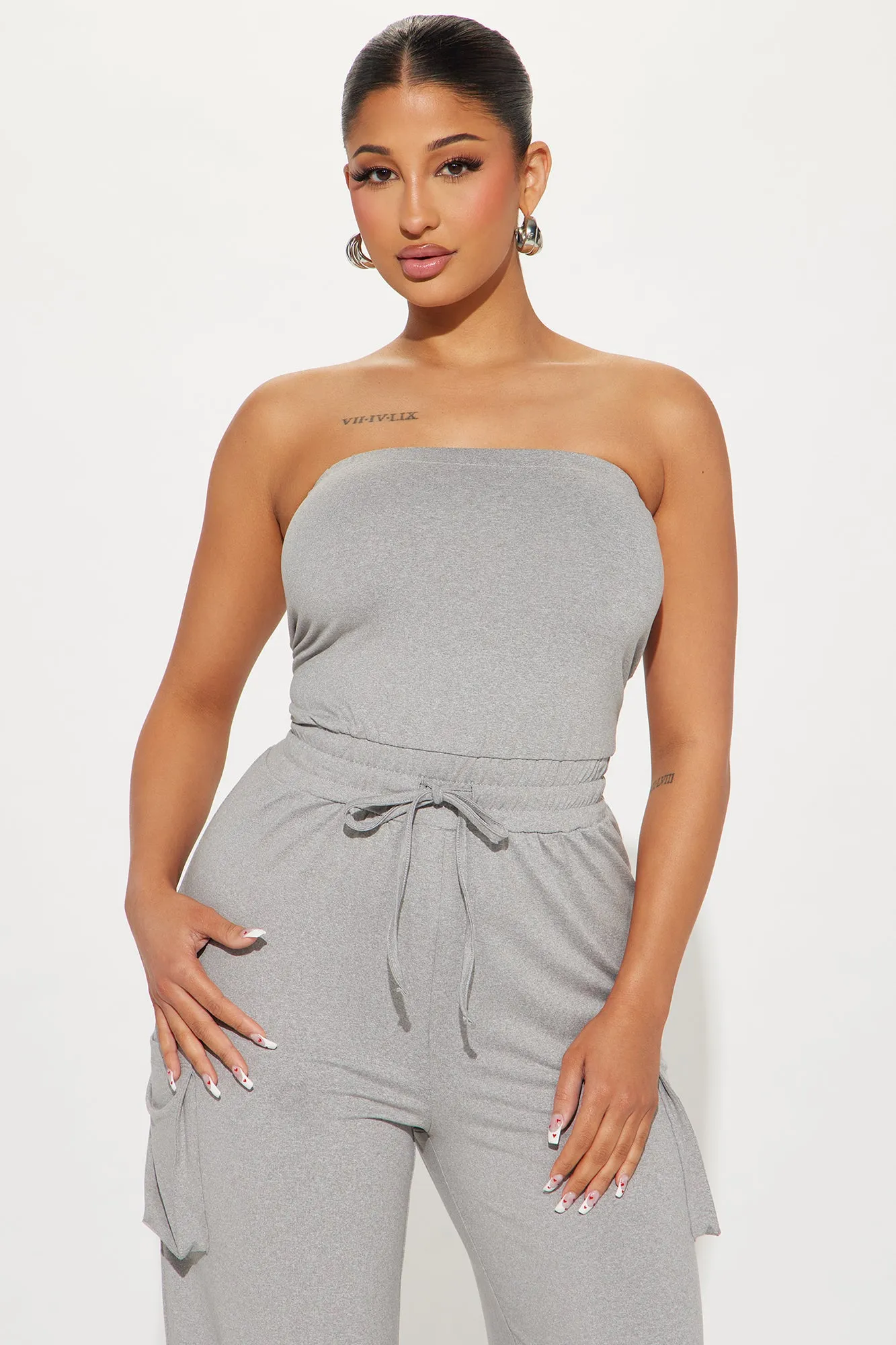 Alex Cargo Jumpsuit - Heather Grey