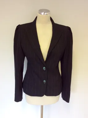 ALL SAINTS DARK BLUE PINSTRIPE WOOL SUIT JACKET SIZE M UK 10