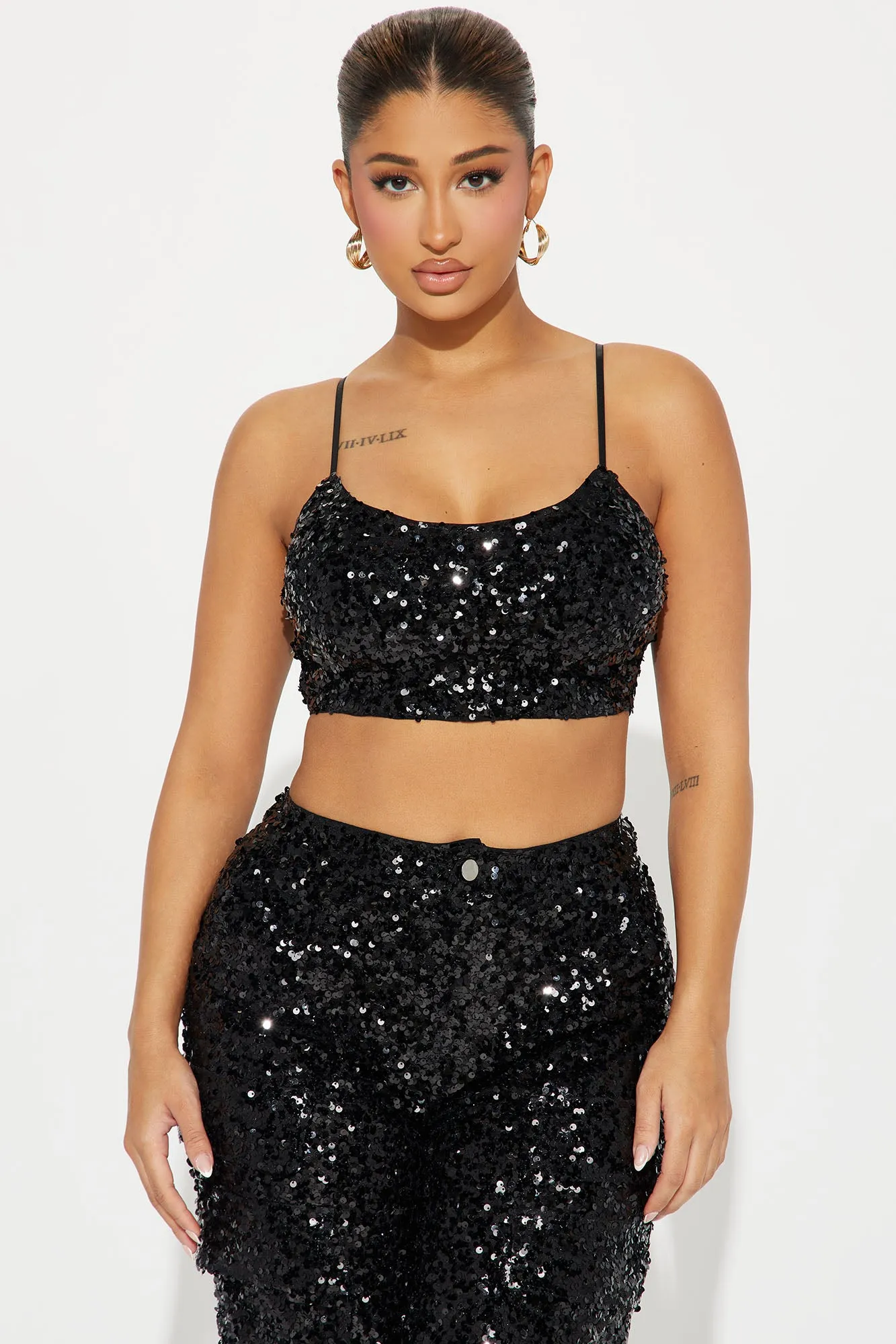 Always Sparkle Sequin Pant Set - Black