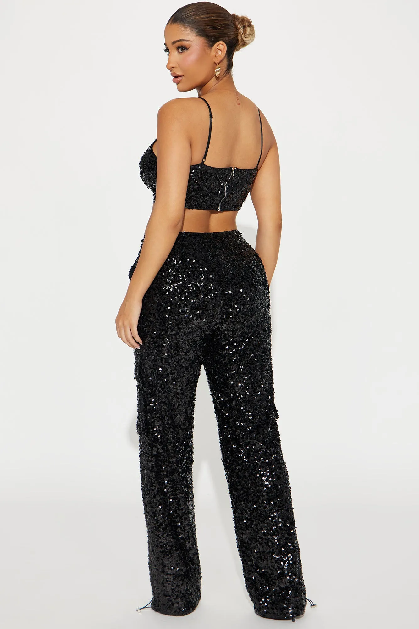 Always Sparkle Sequin Pant Set - Black