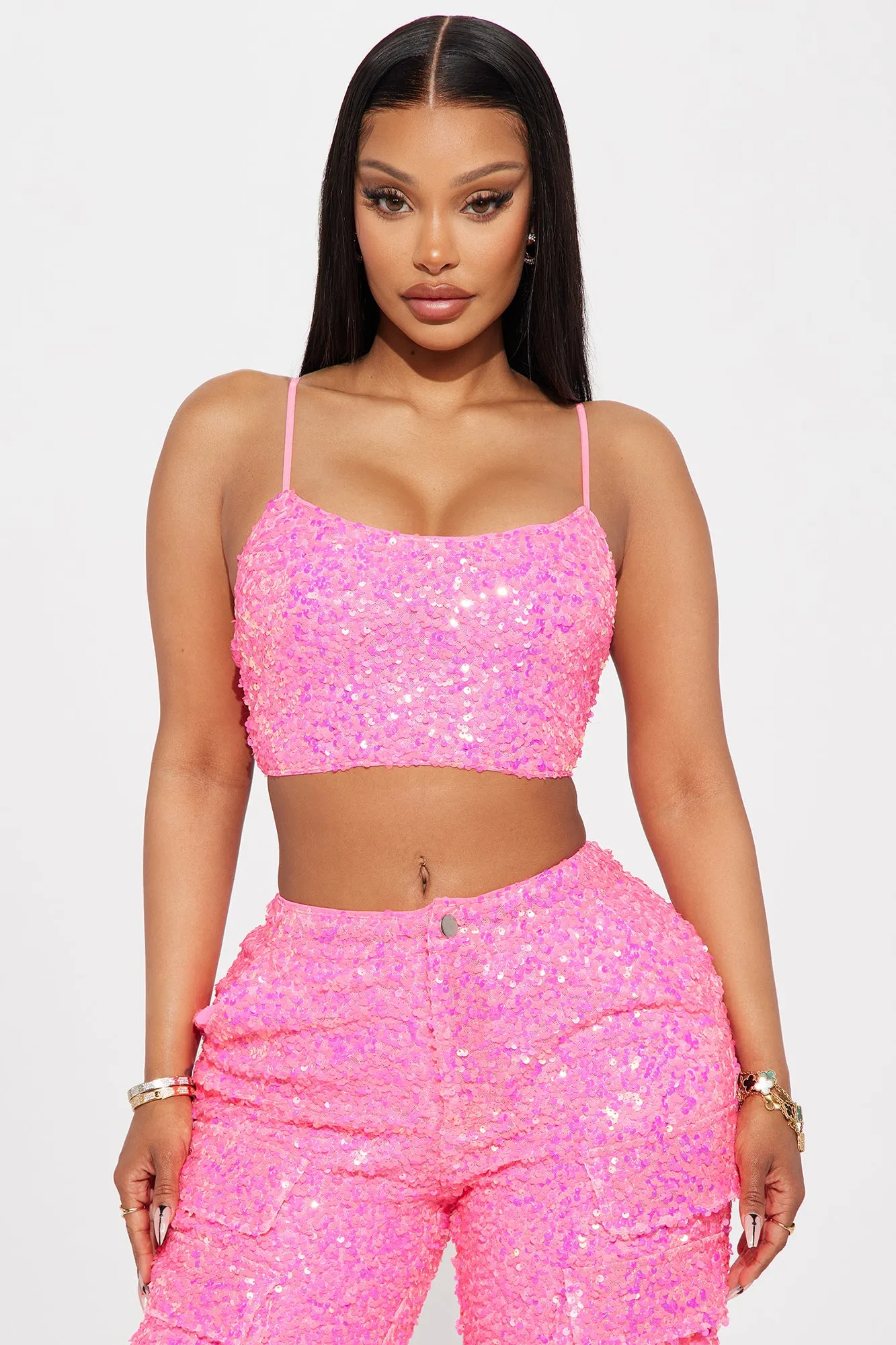 Always Sparkle Sequin Pant Set - Pink