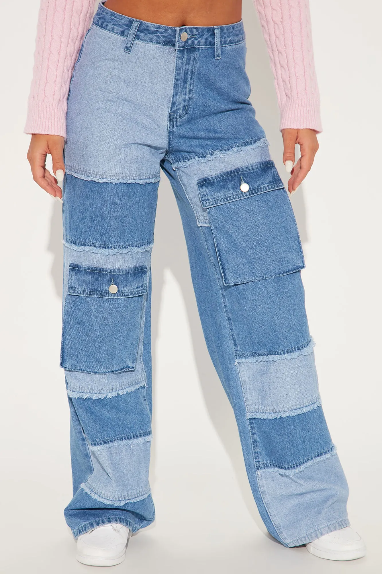 As If Wide Leg Cargo Jeans - Blue/combo