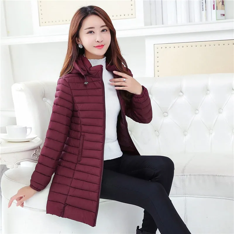 Autumn Winter Ultra-Light Thin Down  Waterproof Coat for Women - Slim Short Hooded Parka Jacket, Warm Women's Outerwear Clothing.