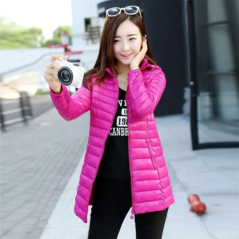Autumn Winter Ultra-Light Thin Down  Waterproof Coat for Women - Slim Short Hooded Parka Jacket, Warm Women's Outerwear Clothing.