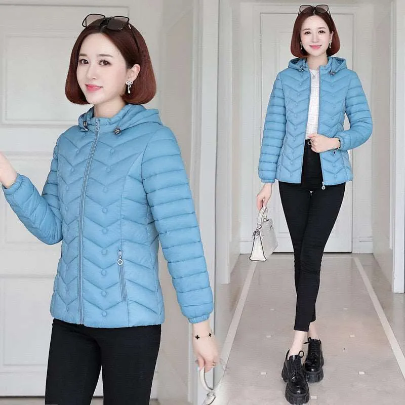Autumn Winter Ultra-Light Thin Down  Waterproof Coat for Women - Slim Short Hooded Parka Jacket, Warm Women's Outerwear Clothing.