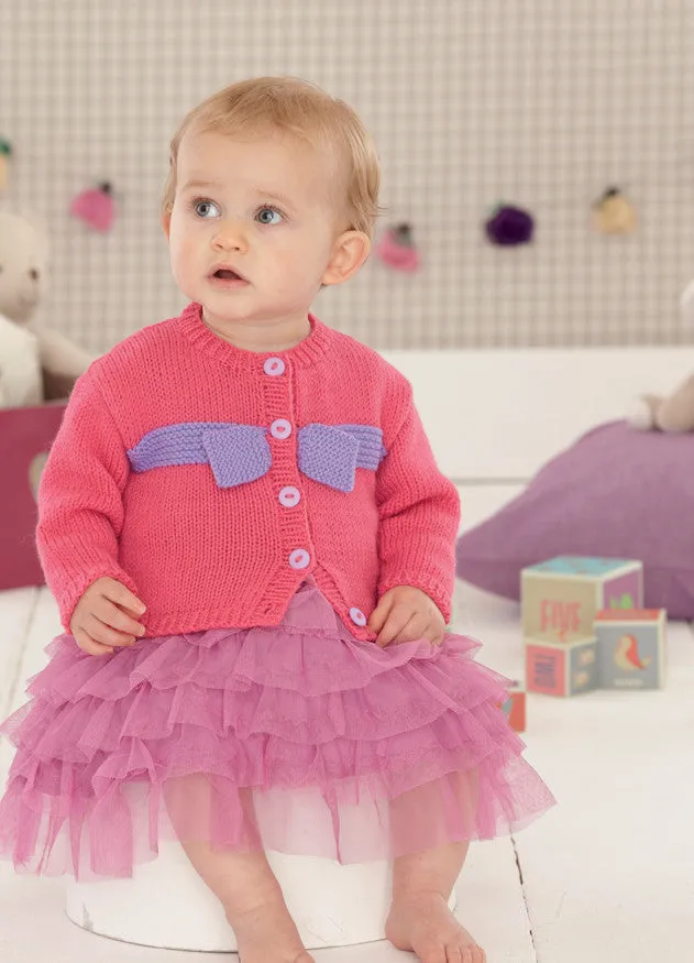 Babies and Girls Bow Cardigan and Hat in Sirdar Snuggly DK (4656)