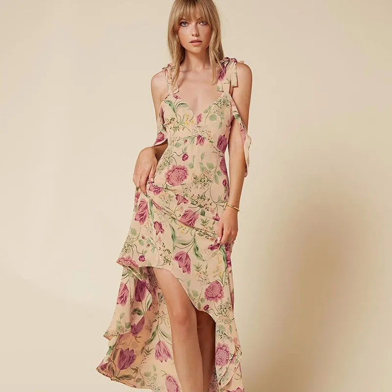 Backless Maxi Dress With Floral Print