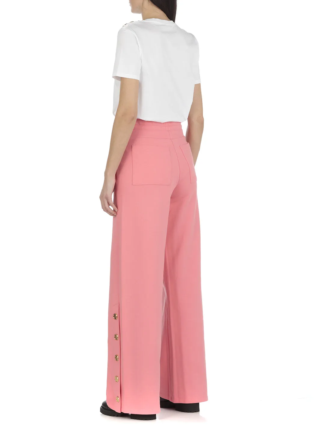 Balmain Button Detailed High Waist Track Pants