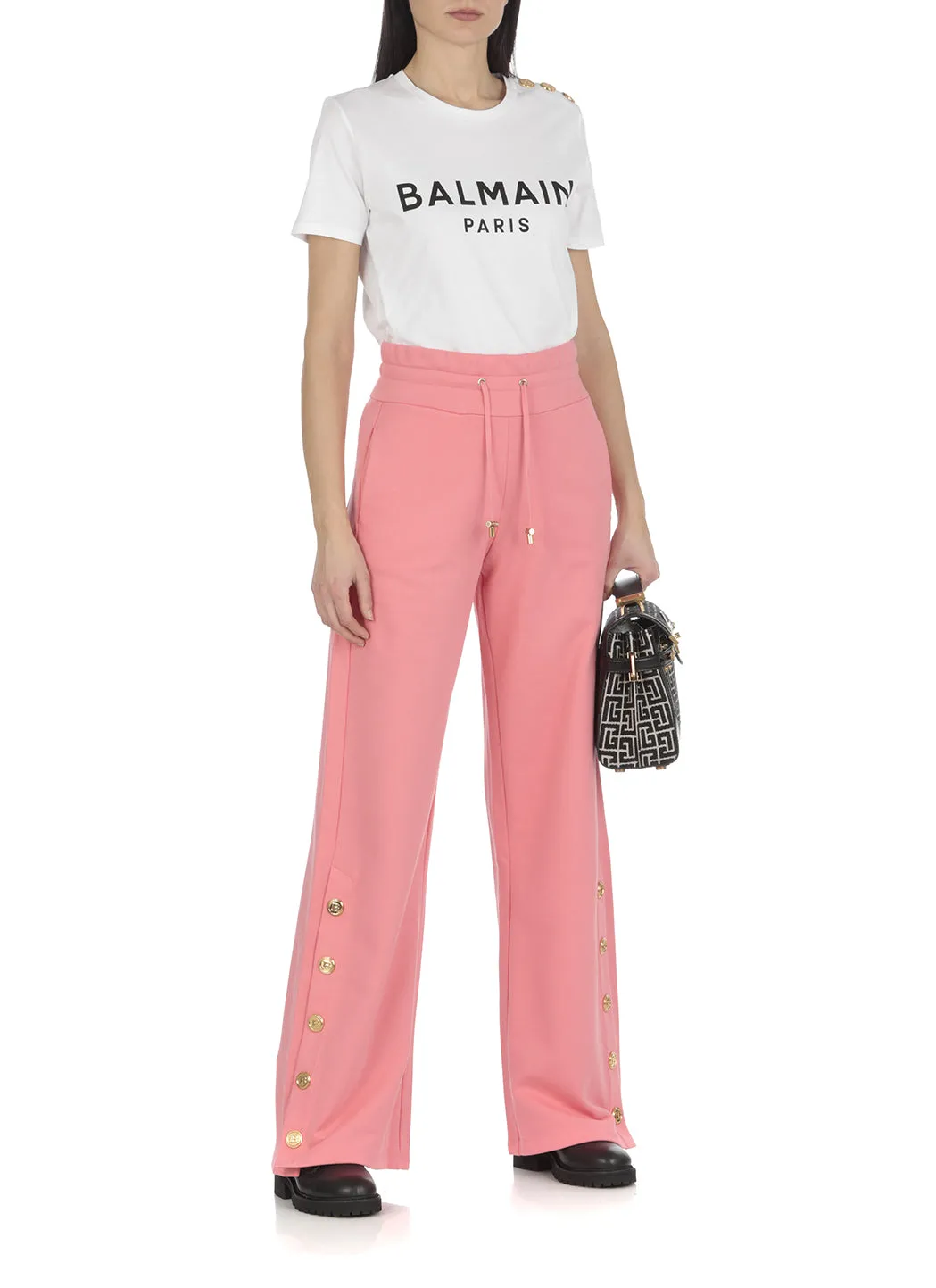 Balmain Button Detailed High Waist Track Pants