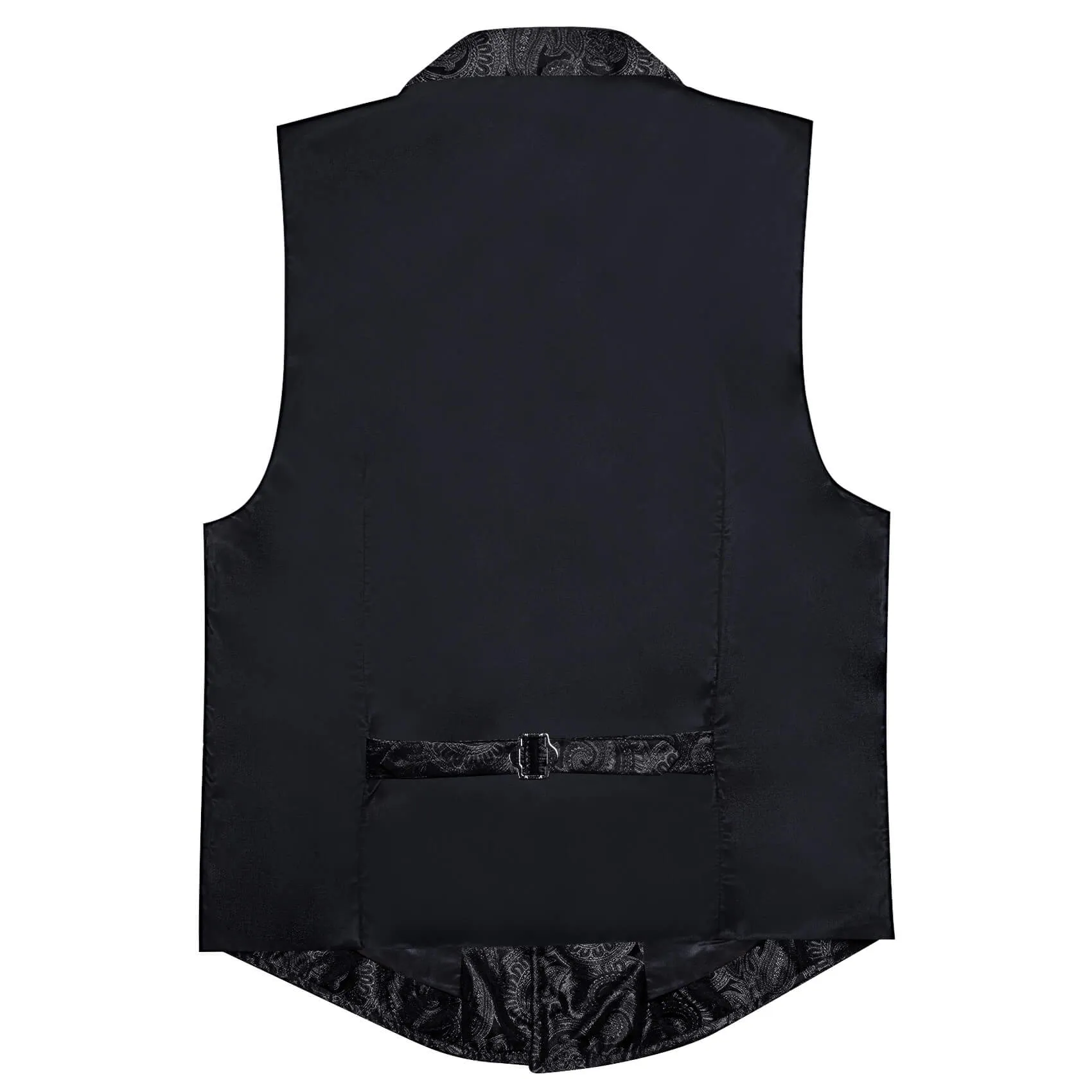 Barry Wang Notch Lapel Vest Jacquard Paisley Black Waistcoat