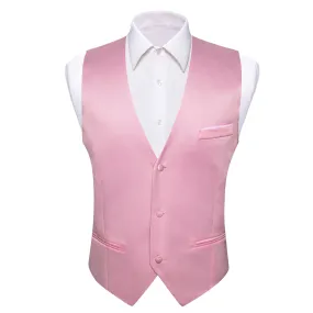 Barry.wang Men's Vest Formal Pink Solid Silk Waistcoat Vest Business