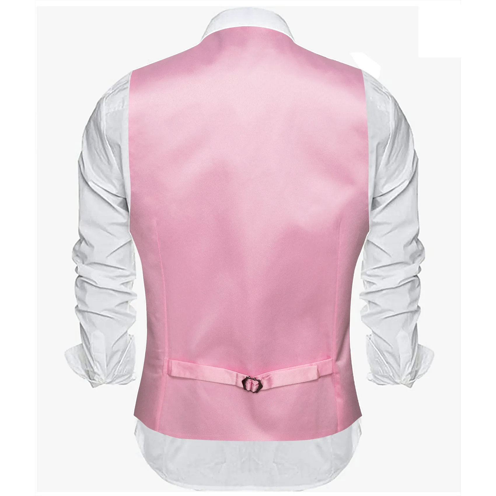 Barry.wang Men's Vest Formal Pink Solid Silk Waistcoat Vest Business