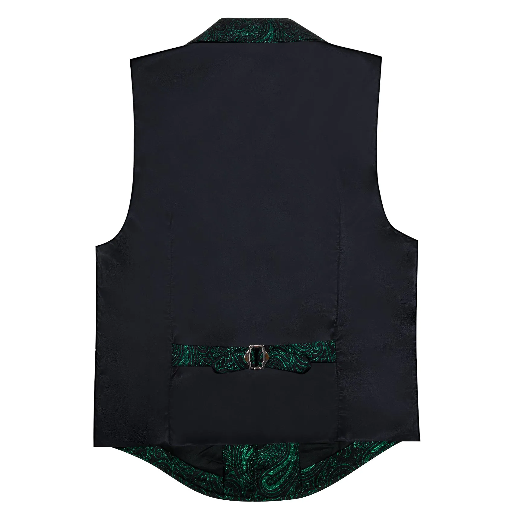 Barry.wang Men's Vest Green Paisley Jacquard Floral Silk Waistcoat Vest