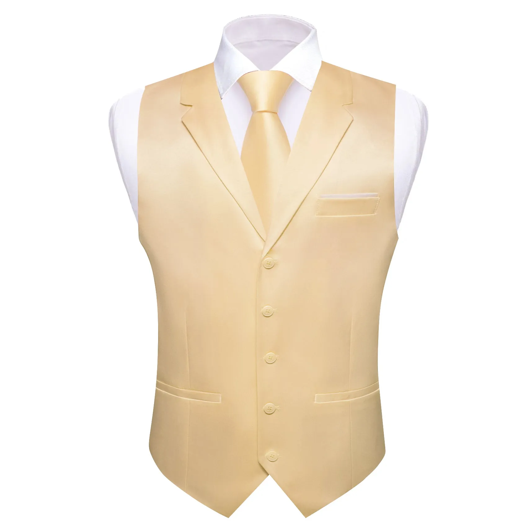 Barry.wang Mist Yellow Solid Vest Waistcoat Set