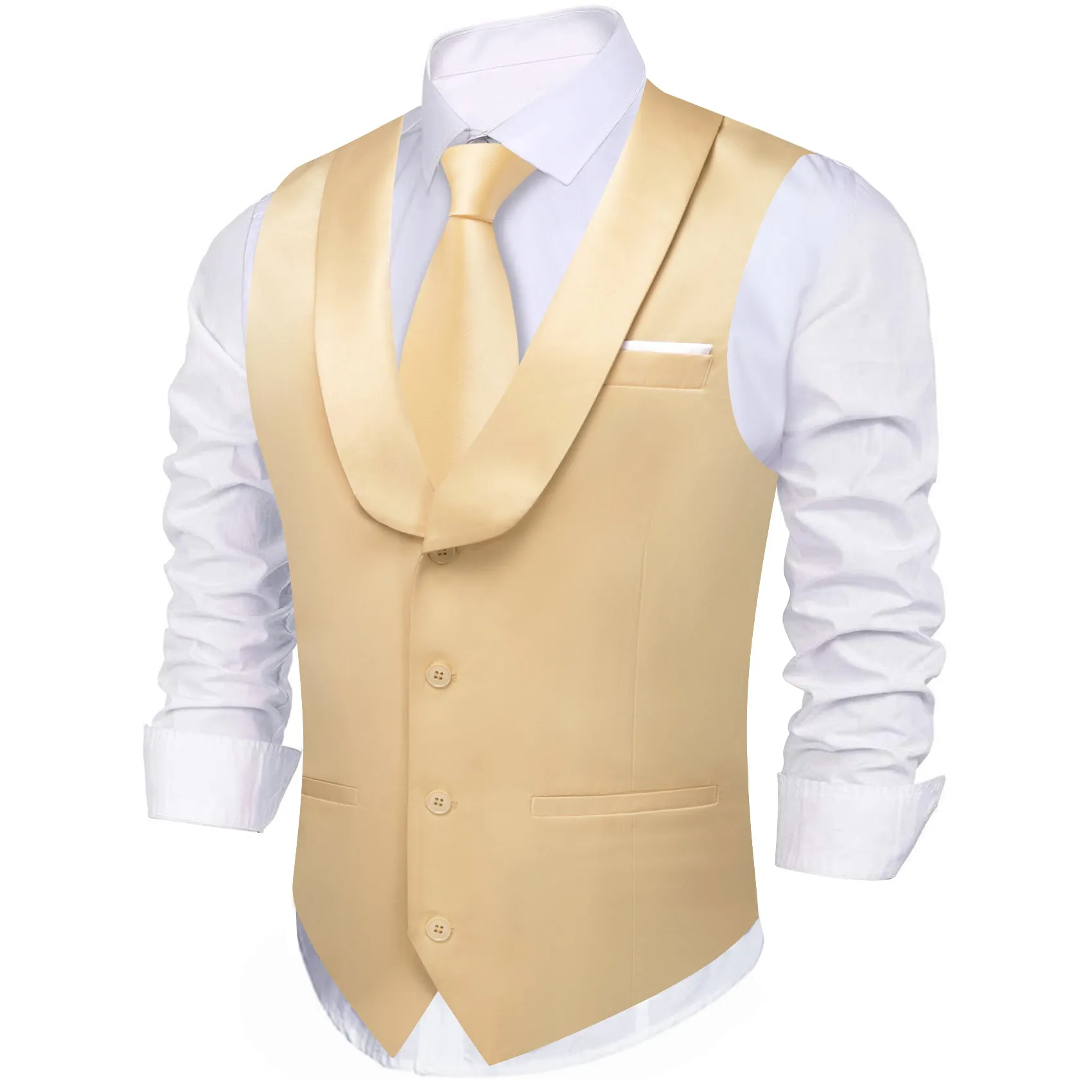 Barry.wang Novetly Gold Solid Vest Waistcoat Set