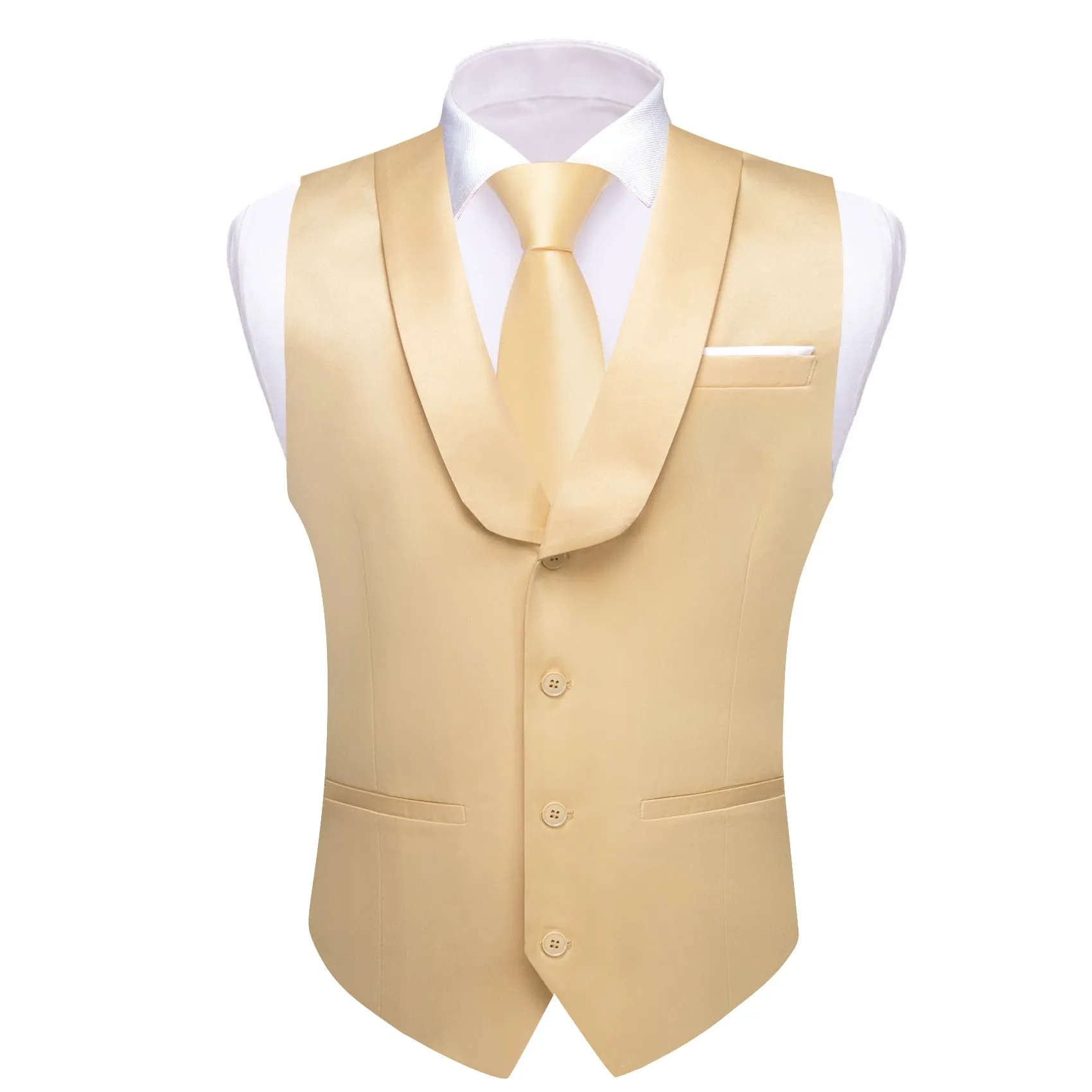Barry.wang Novetly Gold Solid Vest Waistcoat Set