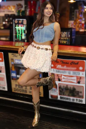 Better Keep Up Square Neck Paneled Denim Top
