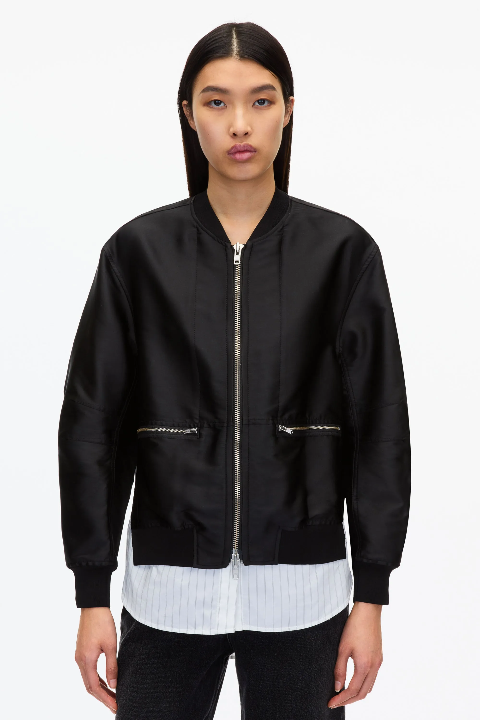 Black Layered Bomber Jacket