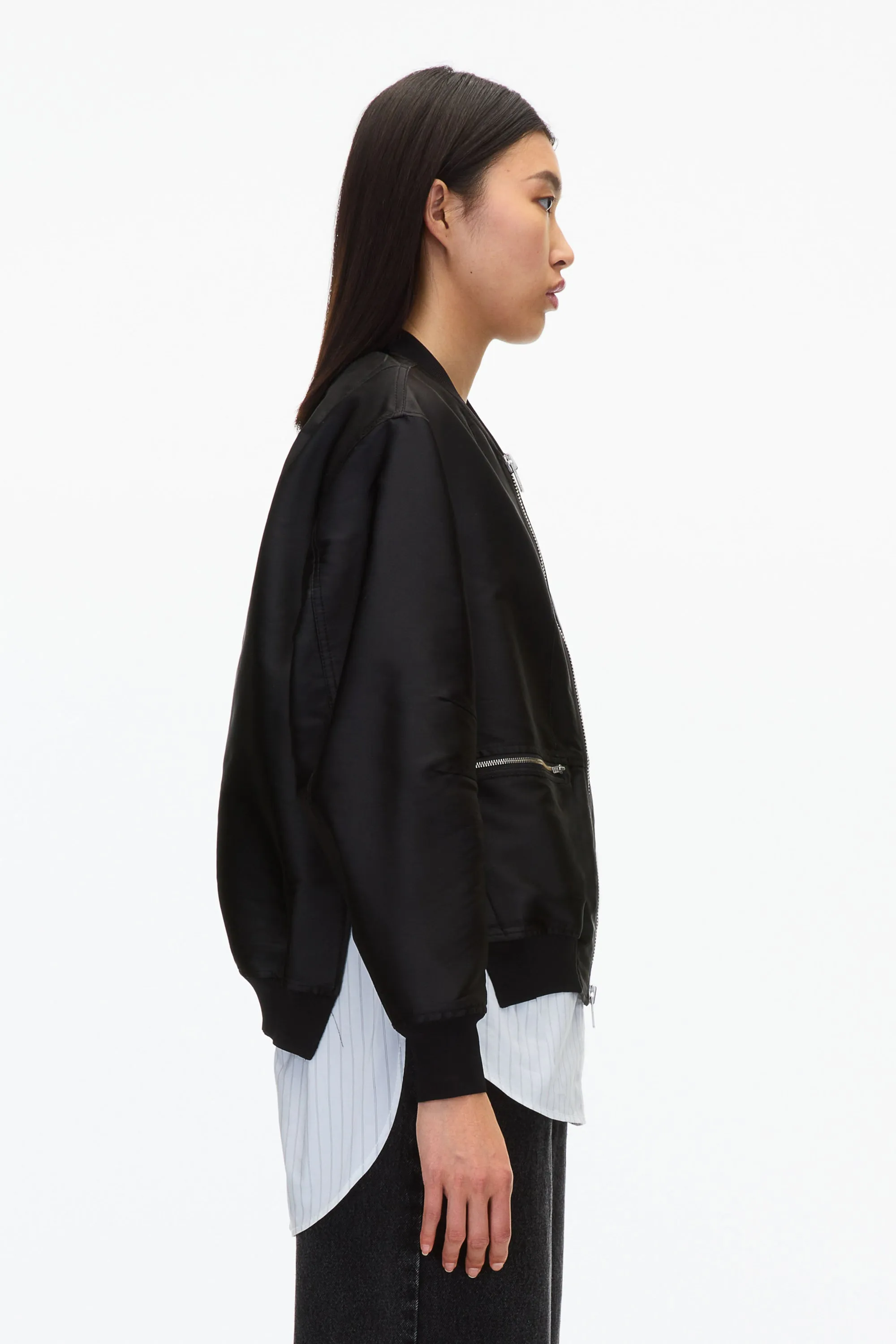 Black Layered Bomber Jacket