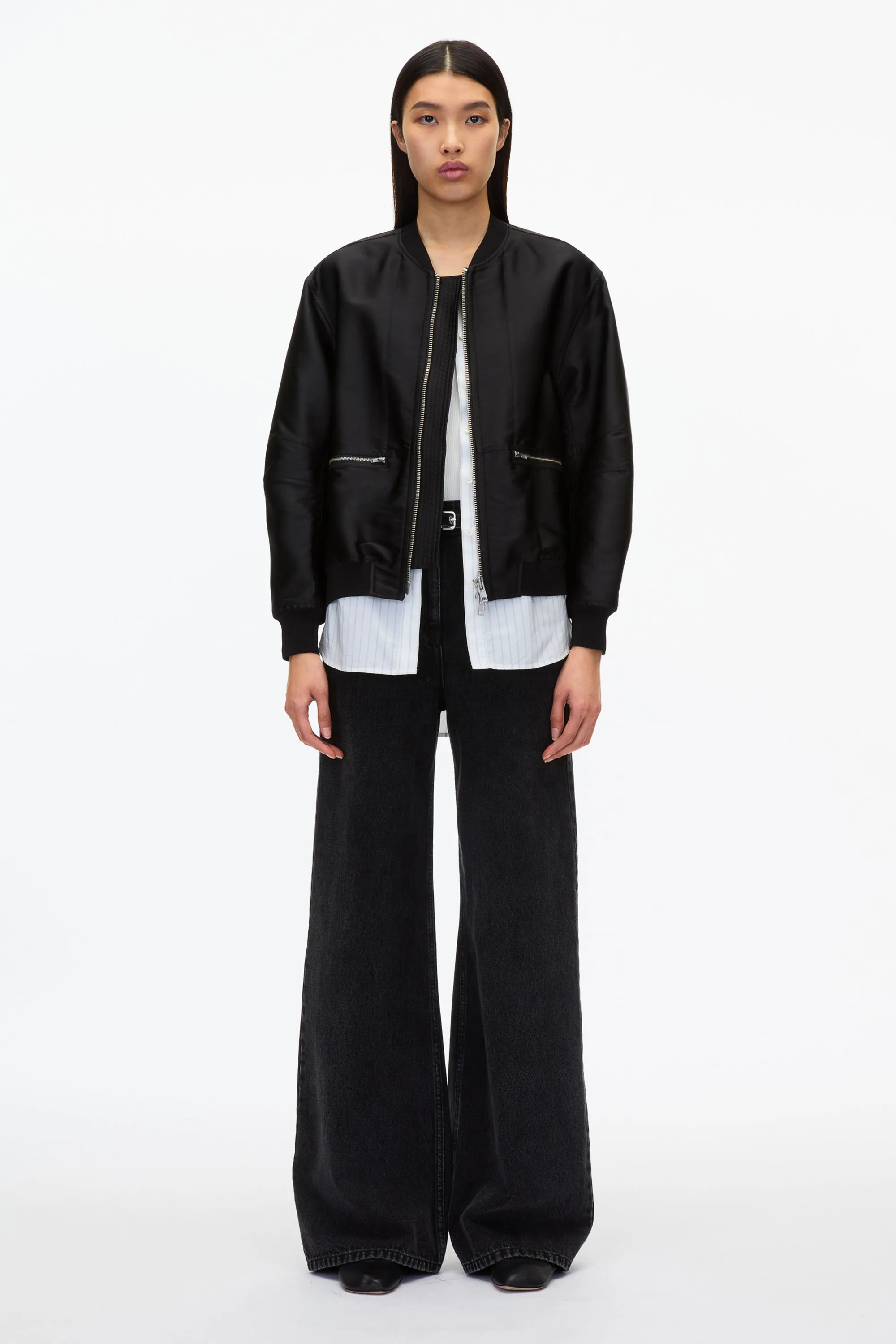 Black Layered Bomber Jacket
