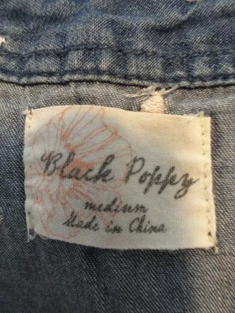 Black Poppy 90's Denim Blouse Blue Size M SKU 000081