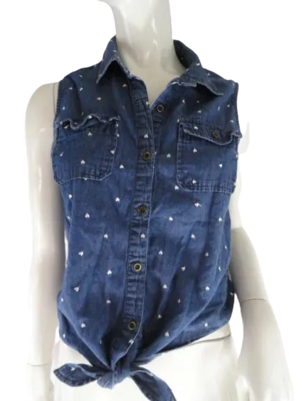 Black Poppy 90's Denim Blouse Blue Size M SKU 000081