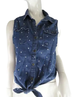 Black Poppy 90's Denim Blouse Blue Size M SKU 000081