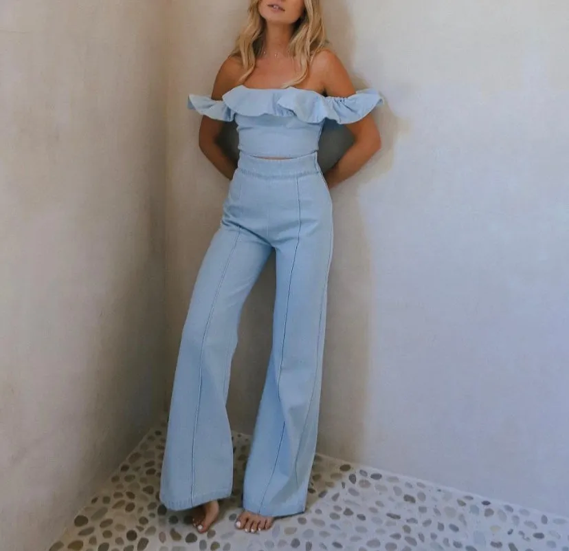 BLUE FLARE CROP TOP