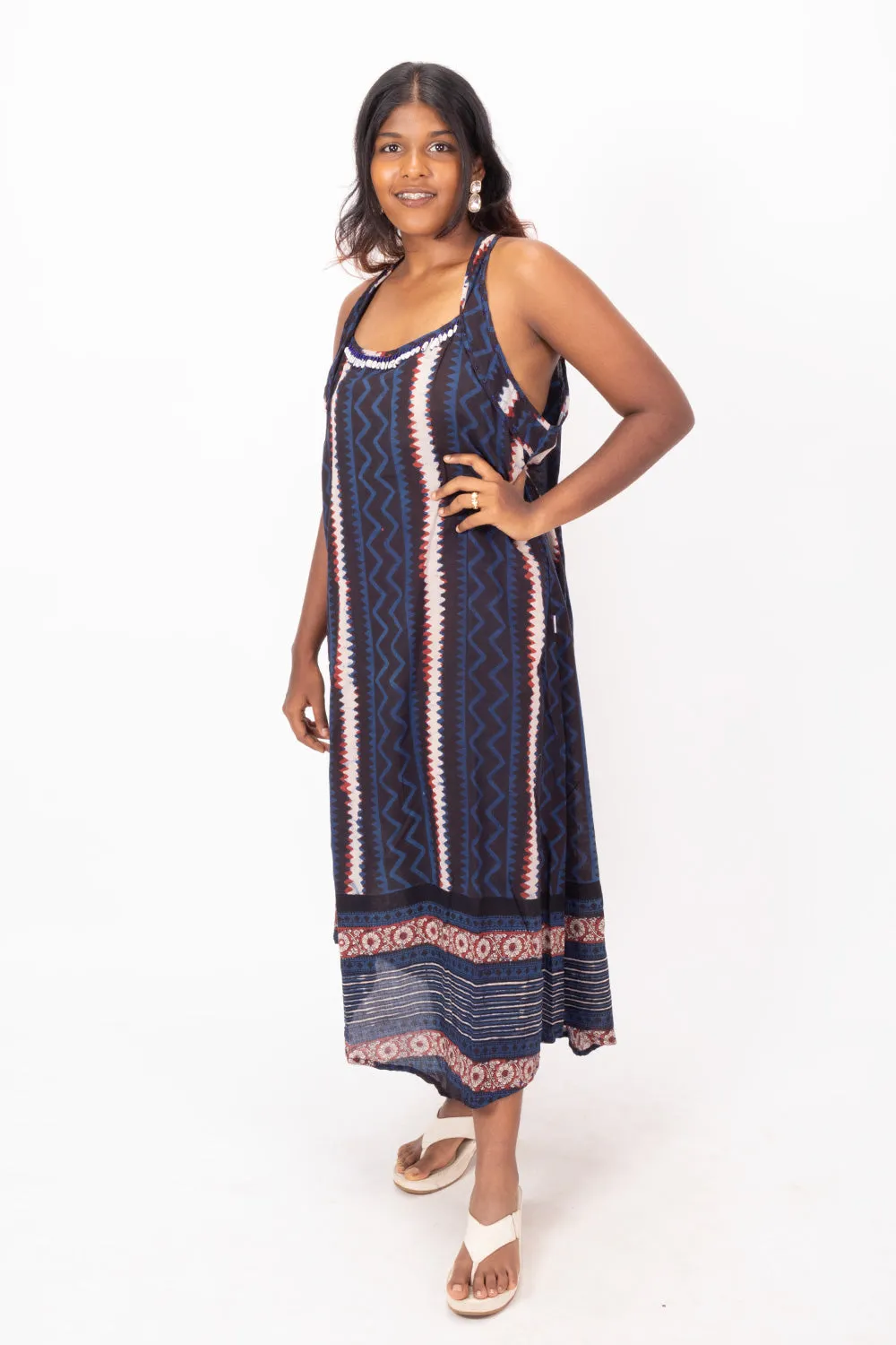 Blue Handcrafted Cotton Dress 10071226