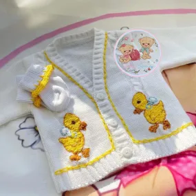 Boy Duck Embroidered Cardigan and Socks