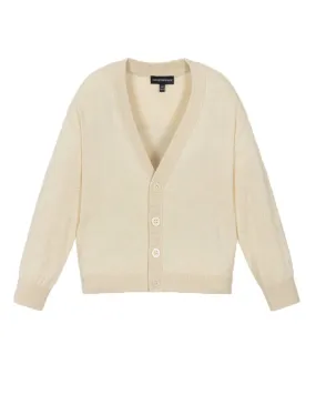 Boys Beige Embroidered Eagel Cardigan
