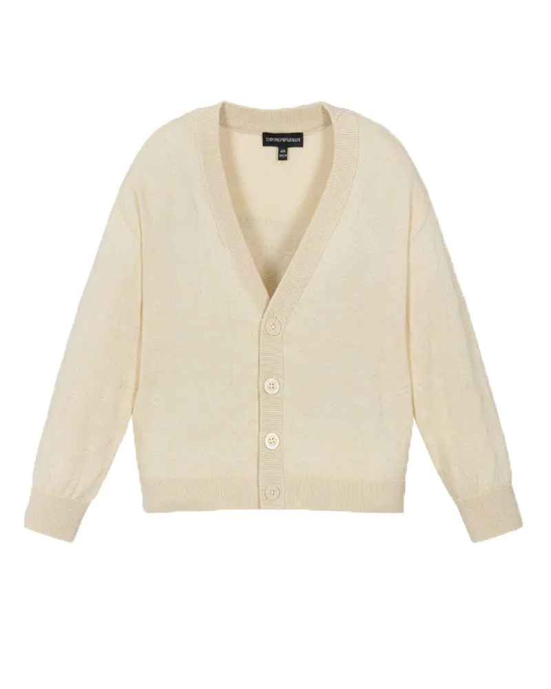 Boys Beige Embroidered Eagel Cardigan