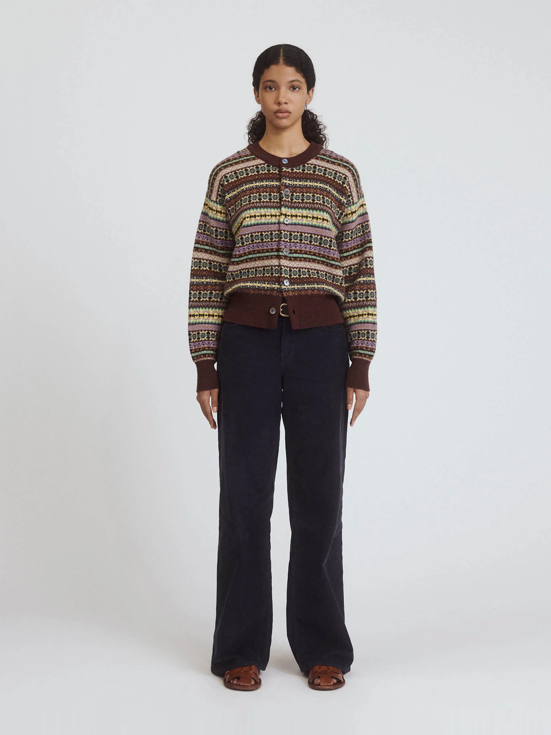 Burgundy multi Ada fairisle cardigan