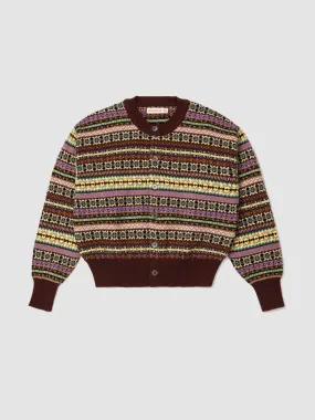 Burgundy multi Ada fairisle cardigan