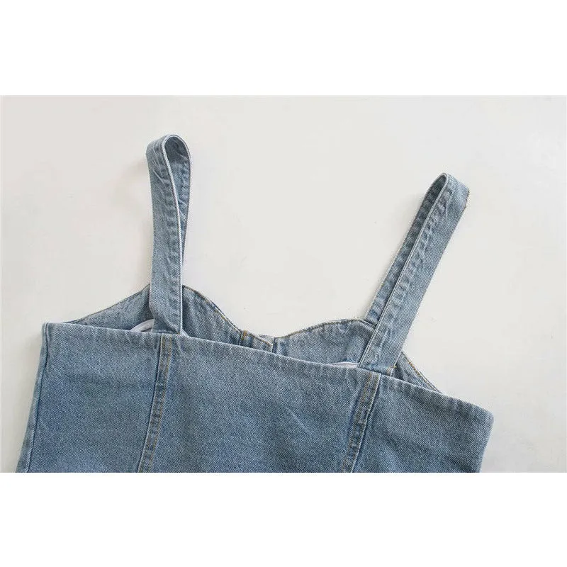 Button-up Denim Crop Top