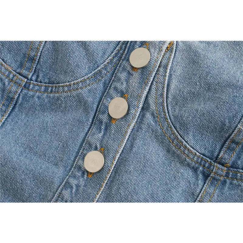 Button-up Denim Crop Top