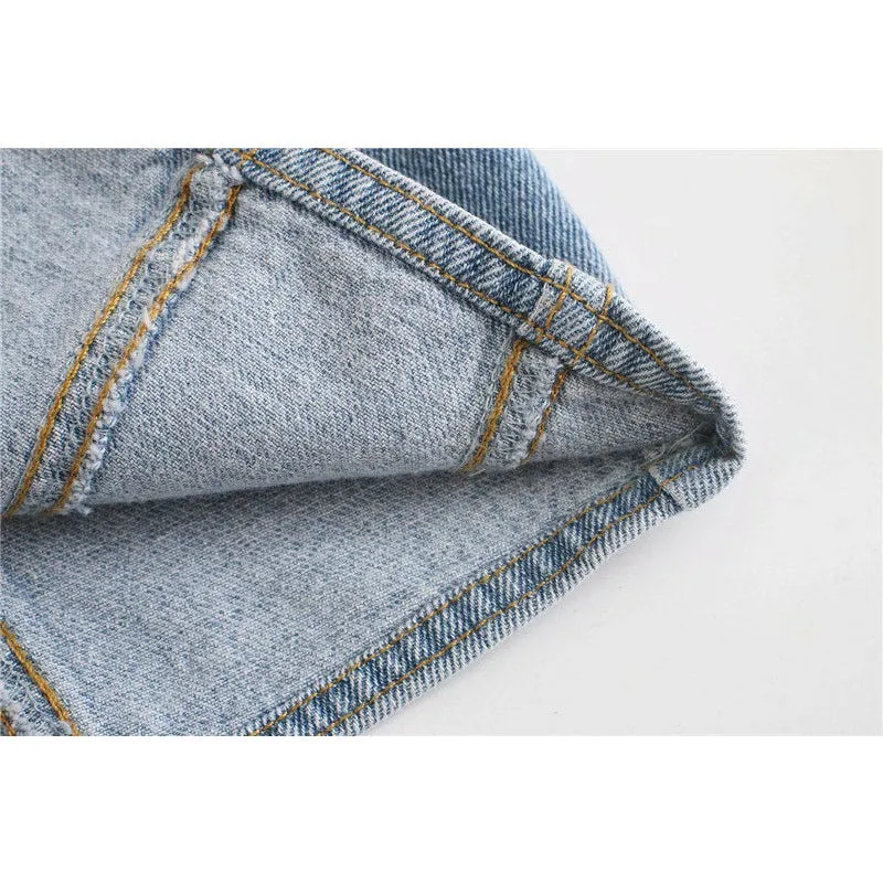 Button-up Denim Crop Top