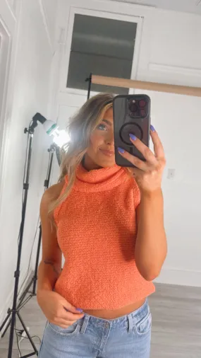 BY TOGETHER: Cowl Neck Sweater Tank, Orange