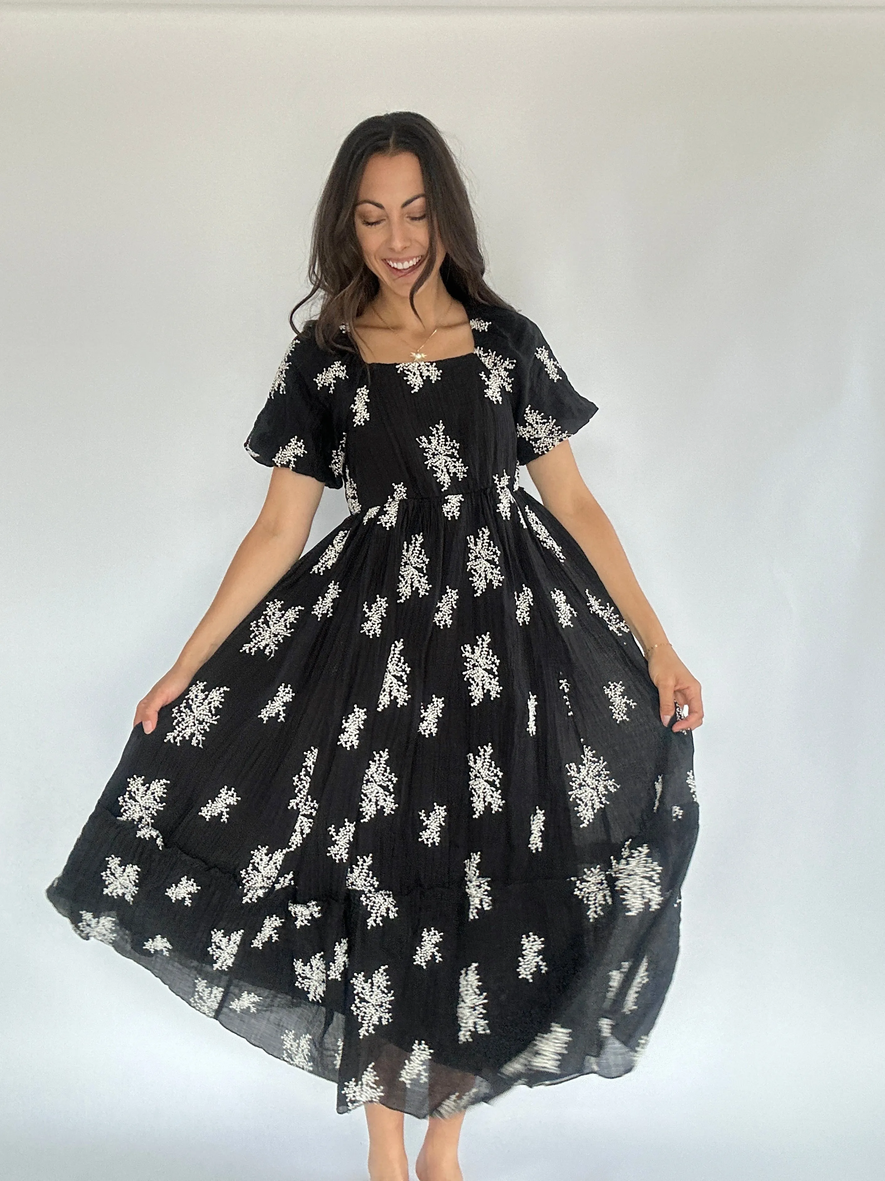 Carissa Embroidered Midi Dress
