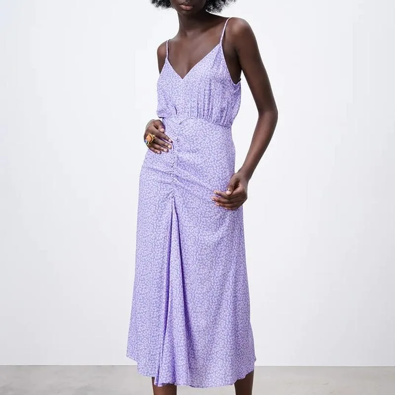 CASUAL BACKLESS A-LINE CAMISOLE MIDI DRESS